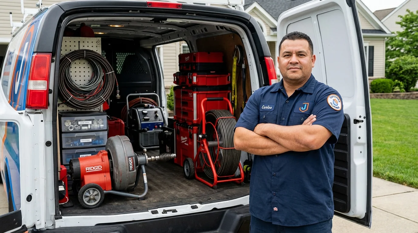 Professional drain cleaning equipment and Johns Plumbing LLC plumber in Mexia