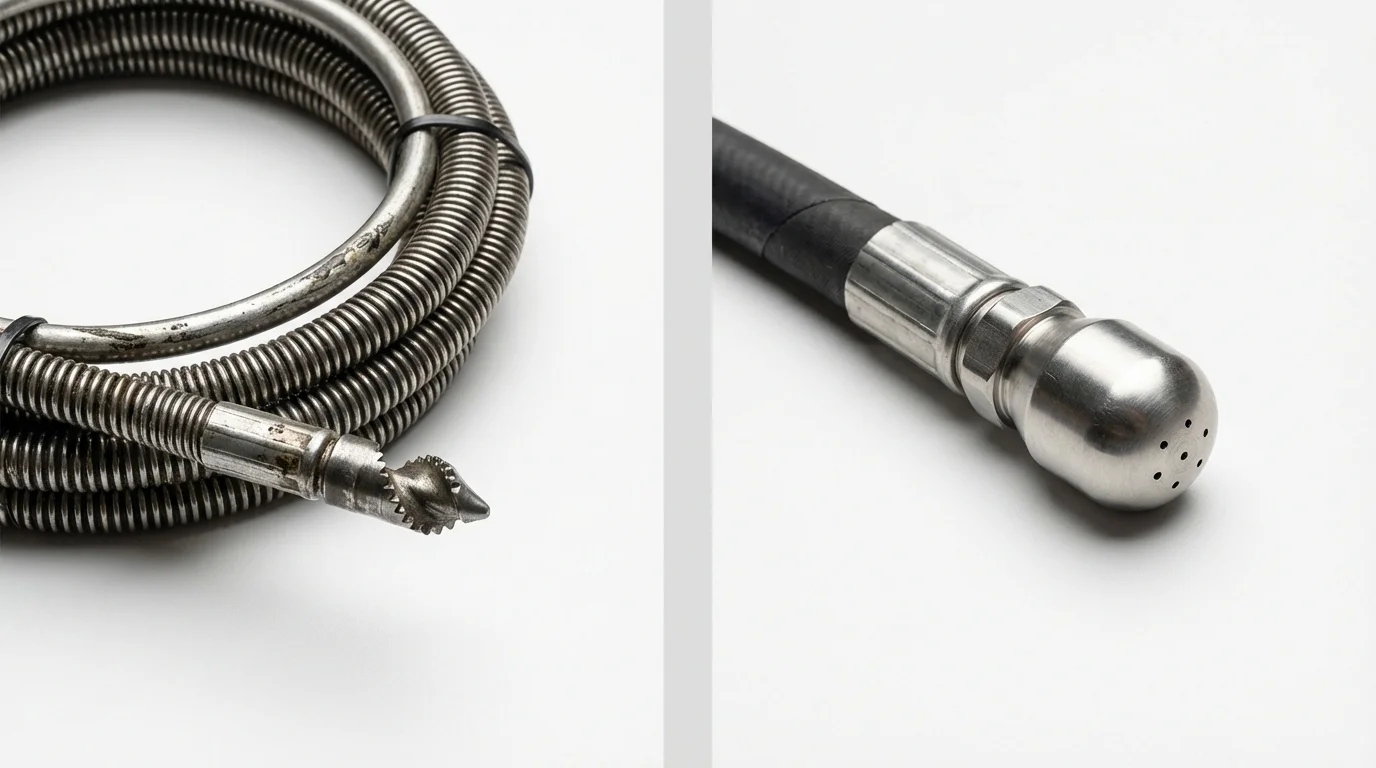 Drain snake cable and hydro jetting nozzle used for drain cleaning in Mexia, TX