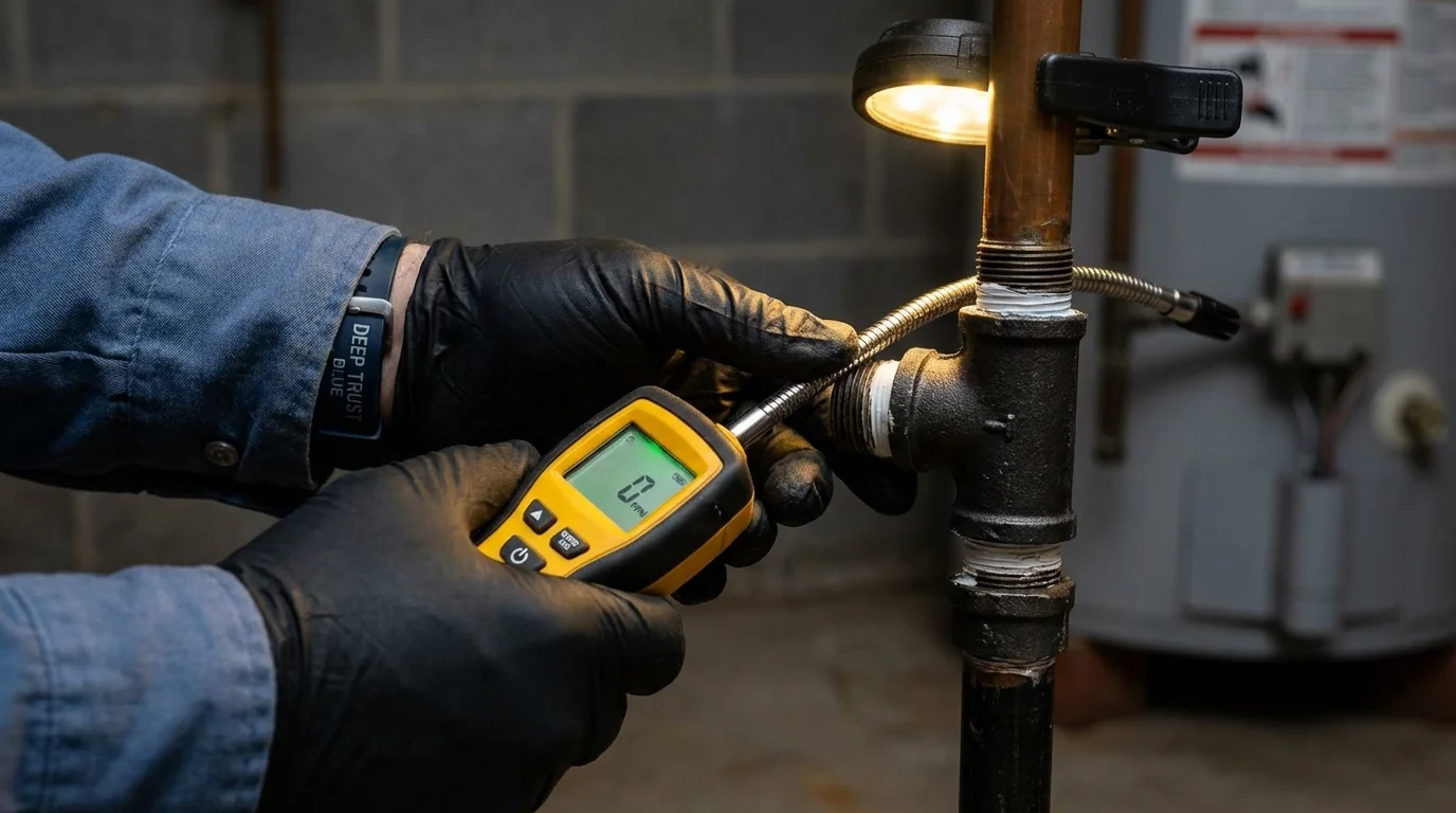 Gas leak detection with electronic sniffer by Johns Plumbing LLC in Mexia