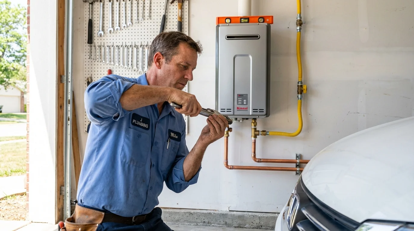 Tankless water heater installation by a Johns Plumbing LLC plumber in Mexia